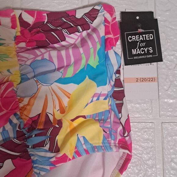 California Waves HIBISCUS PARADISE WHITE MULTI Bikini Swim Bottom - Picture 8 of 11